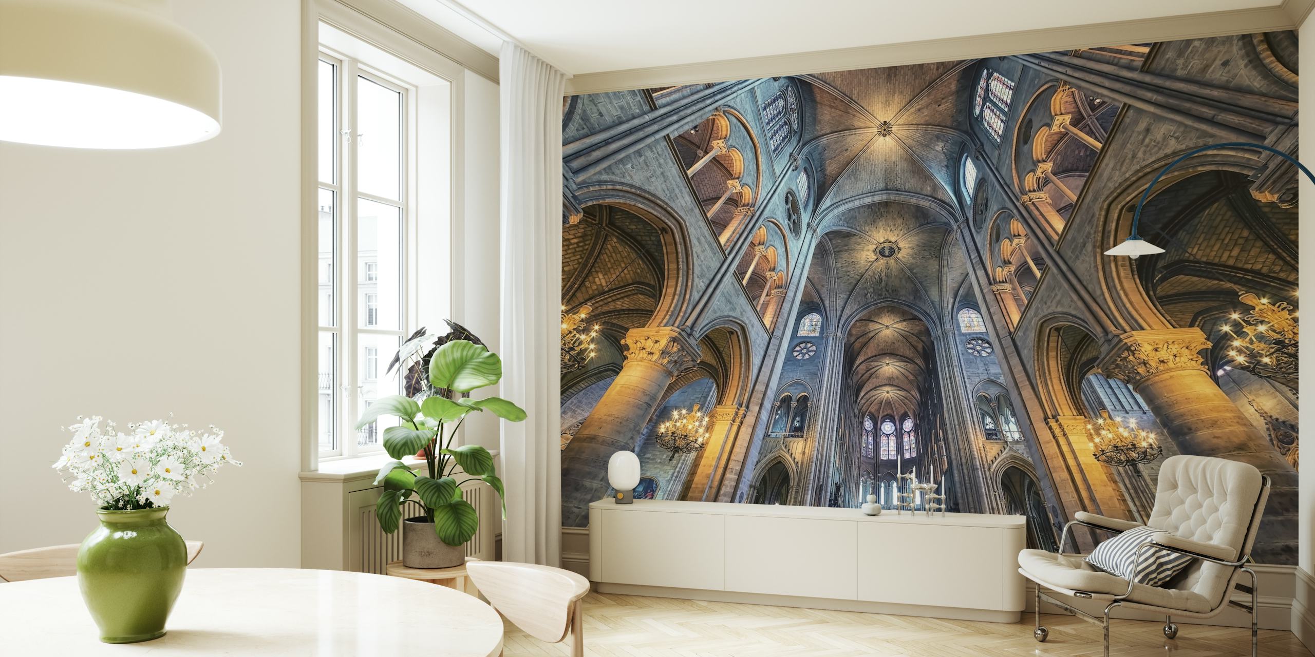 Notre-Dame Cathedral wallpaper in a room